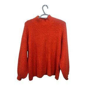 Hyped Unicorn Mock Neck Textured Sweater Orange Women's Size Medium